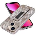 For iPhone 13 Denim Pattern Electroplated Push-pull Bracket Cooling Phone Case(Grey) - 1