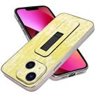 For iPhone 13 Denim Pattern Electroplated Push-pull Bracket Cooling Phone Case(Yellow Green) - 1