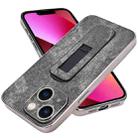 For iPhone 13 Denim Pattern Electroplated Push-pull Bracket Cooling Phone Case(Black) - 1