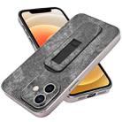 For iPhone 12 Denim Pattern Electroplated Push-pull Bracket Cooling Phone Case(Black) - 1