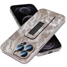 For iPhone 12 Pro Denim Pattern Electroplated Push-pull Bracket Cooling Phone Case(Grey) - 1