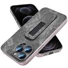 For iPhone 12 Pro Denim Pattern Electroplated Push-pull Bracket Cooling Phone Case(Black) - 1