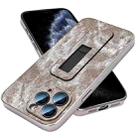 For iPhone 11 Pro Max Denim Pattern Electroplated Push-pull Bracket Cooling Phone Case(Grey) - 1