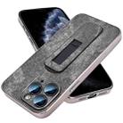 For iPhone 11 Pro Max Denim Pattern Electroplated Push-pull Bracket Cooling Phone Case(Black) - 1