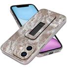 For iPhone 11 Denim Pattern Electroplated Push-pull Bracket Cooling Phone Case(Grey) - 1