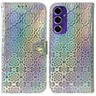 For Samsung Galaxy S24 FE 5G Colorful Magnetic Buckle Leather Phone Case(Silver) - 1