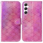 For Samsung Galaxy S25 5G Colorful Magnetic Buckle Leather Phone Case(Pink) - 1
