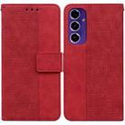 For Samsung Galaxy S24 FE 5G Geometric Embossed Leather Phone Case(Red) - 1