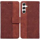 For Samsung Galaxy S25 5G Geometric Embossed Leather Phone Case(Brown) - 1