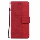 For Samsung Galaxy S25 5G Geometric Embossed Leather Phone Case(Red) - 3