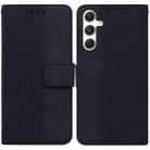 For Samsung Galaxy S25+ 5G Geometric Embossed Leather Phone Case(Black) - 1