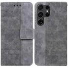For Samsung Galaxy S25 Ultra 5G Geometric Embossed Leather Phone Case(Grey) - 1