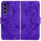 For Samsung Galaxy S24 FE 5G Tiger Embossing Pattern Flip Leather Phone Case(Purple) - 1