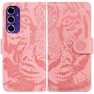 For Samsung Galaxy S24 FE 5G Tiger Embossing Pattern Flip Leather Phone Case(Pink) - 1