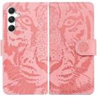 For Samsung Galaxy S25 5G Tiger Embossing Pattern Flip Leather Phone Case(Pink) - 1