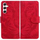 For Samsung Galaxy S25+ 5G Tiger Embossing Pattern Flip Leather Phone Case(Red) - 1