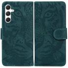 For Samsung Galaxy S25+ 5G Tiger Embossing Pattern Flip Leather Phone Case(Green) - 1