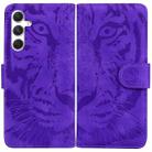 For Samsung Galaxy S25+ 5G Tiger Embossing Pattern Flip Leather Phone Case(Purple) - 1