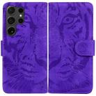 For Samsung Galaxy S25 Ultra 5G Tiger Embossing Pattern Flip Leather Phone Case(Purple) - 1