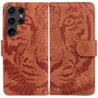 For Samsung Galaxy S25 Ultra 5G Tiger Embossing Pattern Flip Leather Phone Case(Brown) - 1
