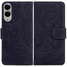For Samsung Galaxy S25 Edge 5G Tiger Embossing Pattern Flip Leather Phone Case(Black) - 1