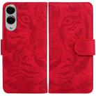 For Samsung Galaxy S25 Edge 5G Tiger Embossing Pattern Flip Leather Phone Case(Red) - 1