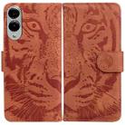 For Samsung Galaxy S25 Edge 5G Tiger Embossing Pattern Flip Leather Phone Case(Brown) - 1