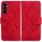 For Samsung Galaxy S25 FE 5G Tiger Embossing Pattern Flip Leather Phone Case(Red) - 1