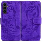 For Samsung Galaxy S25 FE 5G Tiger Embossing Pattern Flip Leather Phone Case(Purple) - 1