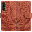 For Samsung Galaxy S25 FE 5G Tiger Embossing Pattern Flip Leather Phone Case(Brown) - 1