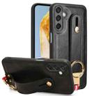 For Samsung Galaxy F15 5G / M15 5G Wristband Leather Back Phone Case(Black) - 1