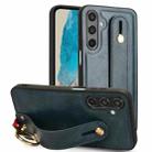 For Samsung Galaxy M35 5G Wristband Leather Back Phone Case(Blue) - 1