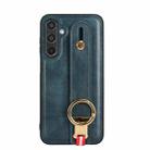 For Samsung Galaxy M35 5G Wristband Leather Back Phone Case(Blue) - 3