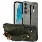 For Samsung Galaxy M35 5G Wristband Leather Back Phone Case(Green) - 1