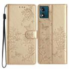 For Motorola Moto E13 Butterflies and Flowers Leather Phone Case(Gold) - 1