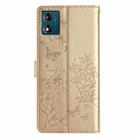 For Motorola Moto E13 Butterflies and Flowers Leather Phone Case(Gold) - 3