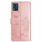 For Motorola Moto E13 Butterflies and Flowers Leather Phone Case(Rose Gold) - 3