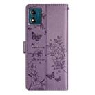 For Motorola Moto E13 Butterflies and Flowers Leather Phone Case(Purple) - 3