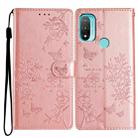 For Motorola Moto E20 / E30 Butterflies and Flowers Leather Phone Case(Rose Gold) - 1