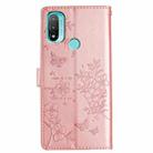 For Motorola Moto E20 / E30 Butterflies and Flowers Leather Phone Case(Rose Gold) - 3