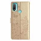 For Motorola Moto E40 Butterflies and Flowers Leather Phone Case(Gold) - 3