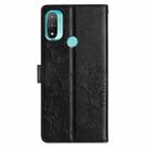 For Motorola Moto E40 Butterflies and Flowers Leather Phone Case(Black) - 3