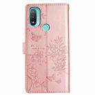 For Motorola Moto E40 Butterflies and Flowers Leather Phone Case(Rose Gold) - 3