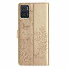 For Motorola Moto E22 Butterflies and Flowers Leather Phone Case(Gold) - 3