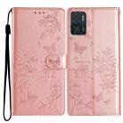 For Motorola Moto E22 Butterflies and Flowers Leather Phone Case(Rose Gold) - 1