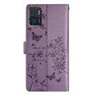 For Motorola Moto E22 Butterflies and Flowers Leather Phone Case(Purple) - 3