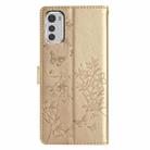 For Motorola Moto E32 Butterflies and Flowers Leather Phone Case(Gold) - 3