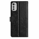 For Motorola Moto E32 Butterflies and Flowers Leather Phone Case(Black) - 3