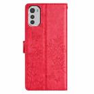 For Motorola Moto E32 Butterflies and Flowers Leather Phone Case(Red) - 3