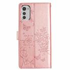 For Motorola Moto E32 Butterflies and Flowers Leather Phone Case(Rose Gold) - 3